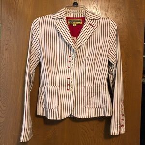 Libertine for Target white red black striped blazer with floral lining jrs xs